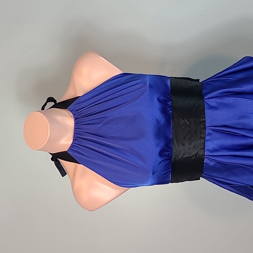 BCBGMaxazria Halter Ruffle Layla Mini Dress Graduation Wedding Silk Regency 0 - Picture 2 of 9